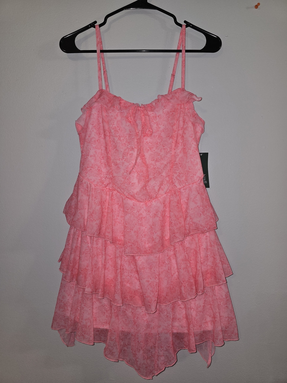 wild fable Pink Tiered Ruffle Spaghetti-Strap Mini Dress